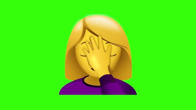 3D Animated Woman Facepalming Emoji (Green Screen)