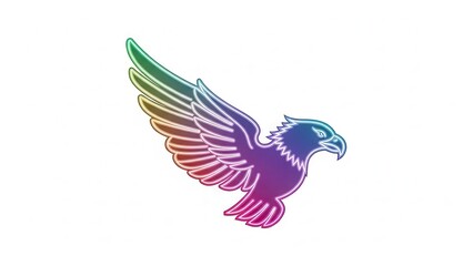 Obraz premium Dynamic vibrant eagle illustration showcasing a captivating gradient of luminous neon colors in