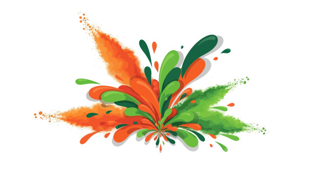 Explosion of Orange and Green Colors, Abstract Splatter and Swirls