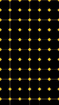 a black and yellow pattern with squares