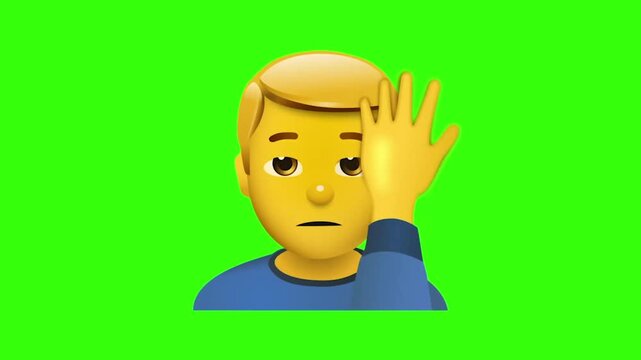 Animated Man Facepalming Disappointed Emotion Emoji Green Screen