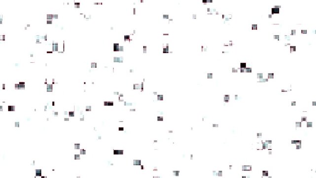 Abstract digital glitch animation scattered pixel blocks chroma green screen. dynamic technology transition effect. effects compositing, motion graphics overlays, distortion scenes, glitch transitions