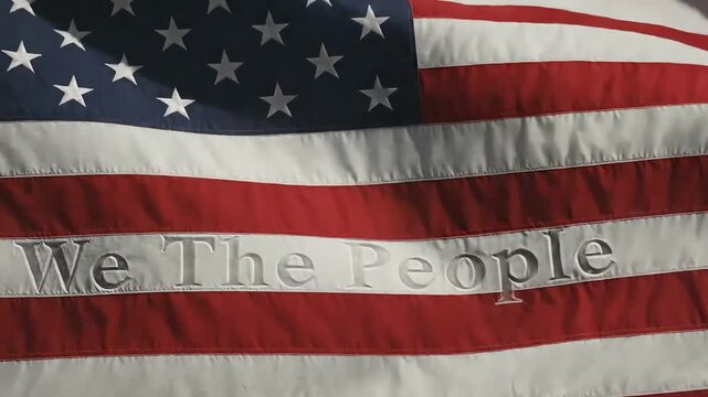 United States Flag with We The People Constitution Preamble