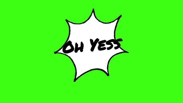 Oh Yess Speech Bubble Animation on Green Screen Background.