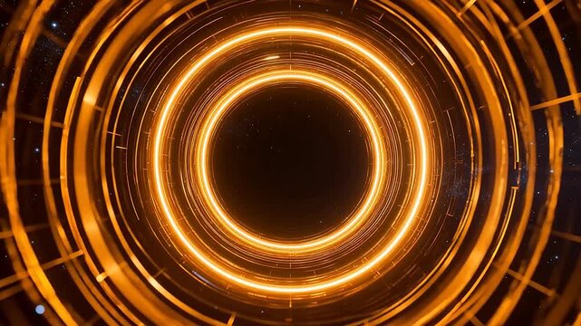 Abstract glowing circular light pattern in space