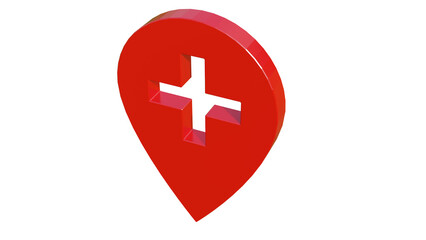 Fototapeta premium Medical Location Pin Icon in Red – Healthcare Map Marker