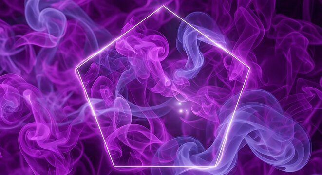 Neon Pentagon in Purple Smoke - Abstract Geometric Design.