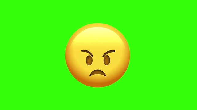 Animated Angry Mad Face Furious Emoji on Green Screen