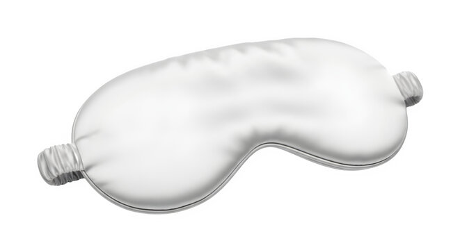 White silk sleep mask, luxury satin eye cover for travel, soft padded blindfold for resting and wellness