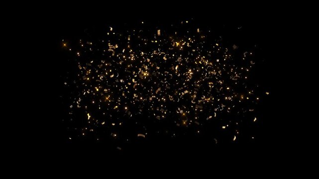Confetti party explosion effect Glitter 3D 4K of festive particles background. Party Cracker confetti star particle. holiday event transition, revealer, logo title festival Christmas, Diwali, Ramadan