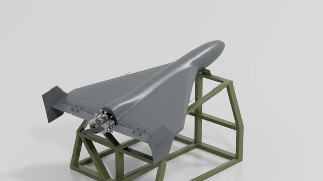 Single Military Combat Drone Mounted On Storage Rack