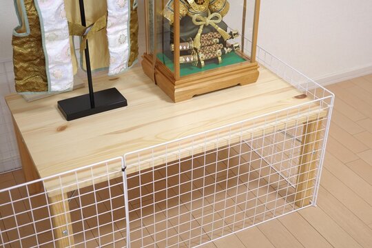 Japanese Warrior Doll Protected by DIY Wire Mesh Baby Guard