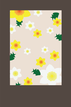 Soft Pastel Daffodil Floral Pattern on Light Background, Elegant Minimal Seamless Design. This refined floral design works beautifully for surface patterns such as textiles, gift wrap, wallpaper.