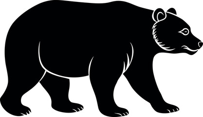 Obraz premium Black bear walking isolated on transparent background side view