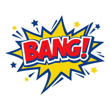 comic bang text effect explosion typography flat color vector illustration template design