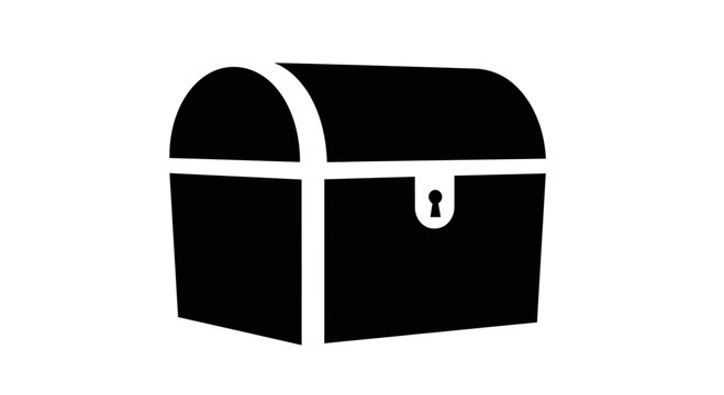 Treasure Chest Icon - Vintage Storage Box Silhouette