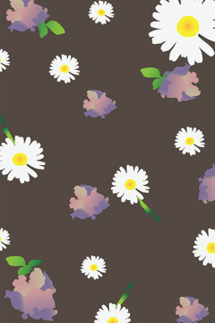 Minimal Daisy and Sweet Pea Seamless Floral Pattern Vector. Fully repeatable and versatile, this pattern is suitable for textiles, branding, packaging, stationery, and digital surfaces.