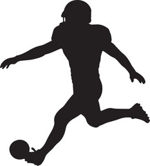 Obraz premium American Football Player Kicking Ball Silhouette Vector, Sports Action and Athlete Concept