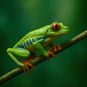 red eyed tree frog macro wildlife photography bright green tropical frog vivid red eyes rainforest nature background 4k ultra hd