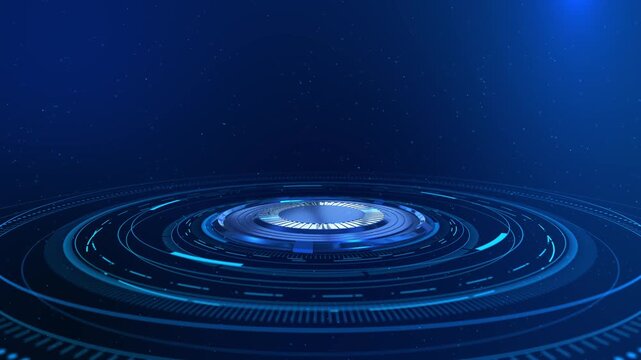 Futuristic HUD Platform Digital Stage Technology Background Minimal futuristic blue platform circular HUD elements. for product display, technology presentations, UI interfaces, digital stage concepts