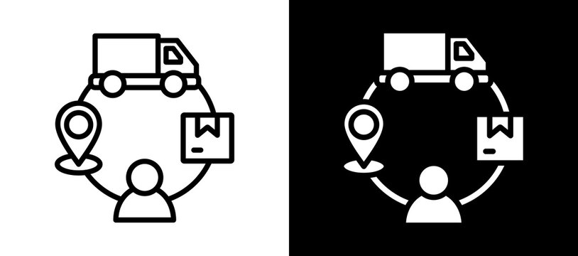 Logistics Management Icon Set In Black And White Filled Style Collection