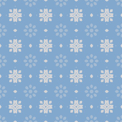 Fototapeta premium Seamless blue and white floral geometric pattern background