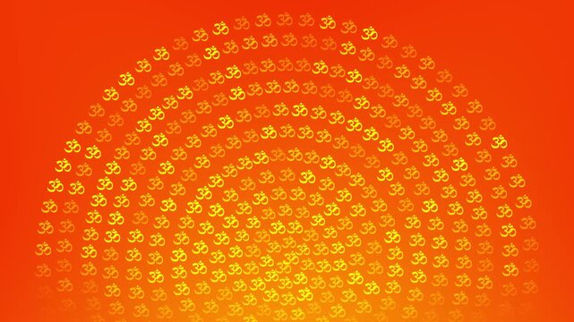 Om Symbol Pattern Mandala in Warm Orange Spiritual Background forming circular mandala orange tones or Perfect for spiritual art, meditation backgrounds, yoga branding, and sacred pattern visuals