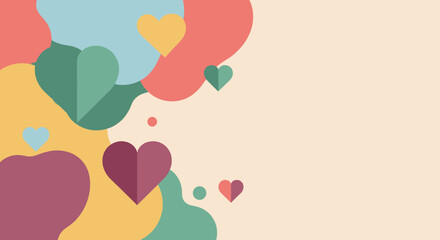 Naklejka premium A minimalist illustration featuring a large maroon heart with a smaller blue heart above it. Perfect for concepts related to love, affection, care, o