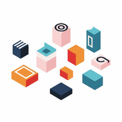 Fototapeta premium Colorful 3D blocks in various shapes.