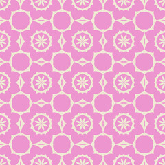 Fototapeta premium Seamless floral pattern with pink and cream geometric flowers