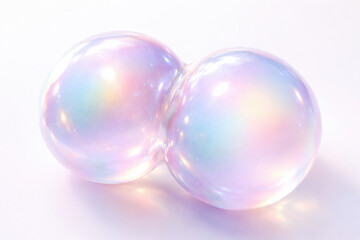 Obraz premium Translucent bubbles exhibit mesmerizing iridescence, showcasing colors that shift beautifully in light, evoking sense of wonder and playfulness