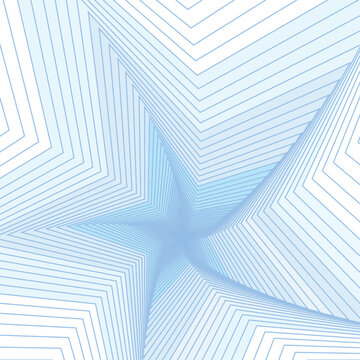 Abstract blue star-shaped fractal tunnel with cleanical geometric lines, creating depth, symmetry, and modern futuristic background for digital design.