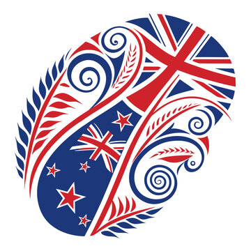 Abstract maori pattern with new zealand elements.