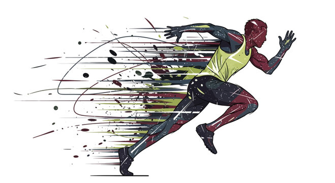 Runner with abstract motion trails, speed concept, athletic silhouette, dynamic movement