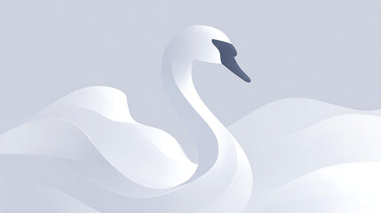 Fototapeta premium Elegant swan gracefully gliding through soft waves