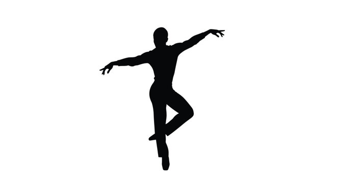 Silhouette of a male ballet dancer performing a graceful dance move
