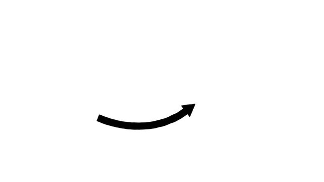 Minimalist black arrow animation with upward and downward motion on white background for business growth and market trend.