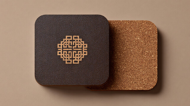 Elegant square coasters on a neutral background
