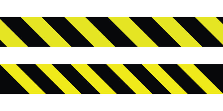 Warning tape safety stripe. Caution barrier stripe for safety zone, blocked area, website page, road work, site maintenance, redesign progress.  Vector  illustration. 