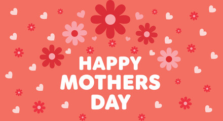 Happy Mothers Day vector illustration, a vibrant floral background with red and pink flowers and hearts, perfect for greeting cards and celebration designs © NAZMA