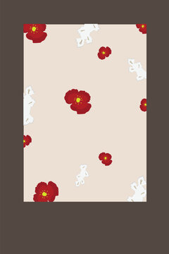 Soft Pastel Gladiolus and Poppy Floral Pattern on Light Background, Elegant Minimal Seamless Design. This refined floral design works beautifully for surface patterns such as textiles, gift wrap