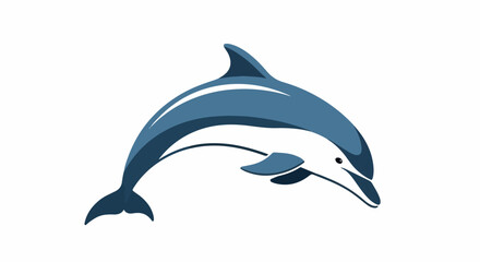 Fototapeta premium Elegant blue dolphin logo featuring two leaping dolphins forming a graceful arc for branding and marine themes
