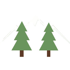 Fototapeta premium Mountain Trees Winter Forest Landscape Flat Icon