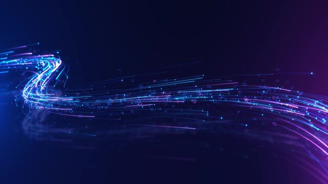 futuristic and dynamic visual effect fiber optic network for technology Flow Lines, Big Data Technology modern backgrounds. Fast glow lines. trendy, design projects advertising Artificial Intelligence