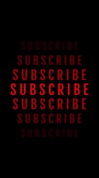 Animated red "Subscribe" repeating text stack with depth zoom effect on black background. Bold hypnotic subscribe CTA for vertical video, 4K.