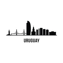 Fototapeta premium Minimalist black silhouette of the uruguayan skyline and national name
