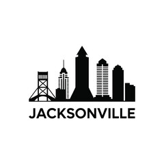 Fototapeta premium Jacksonville skyline silhouette with prominent buildings and a bridge
