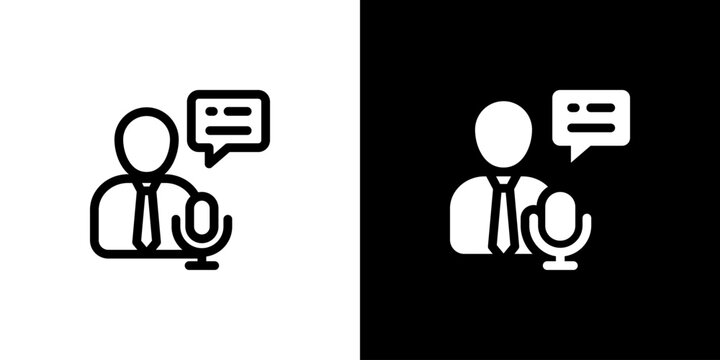 Event Moderator icon concept with flat Black White Background. Vector illustration.