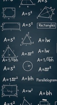Mathematical Formulas on a Chalkboard - Geometry and Equations.