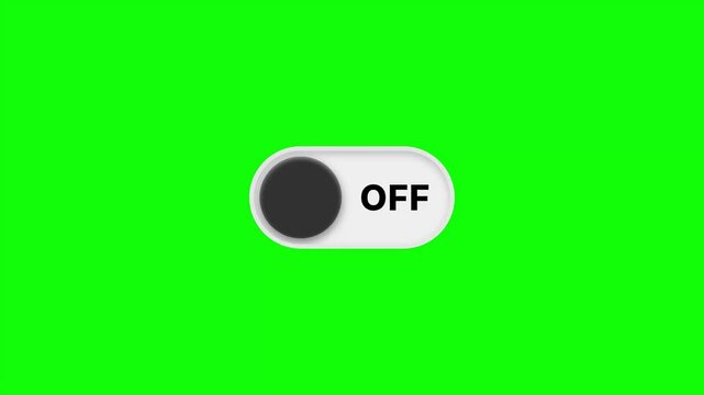 Animated user interface toggle switch in the off state, isolated on a vibrant green screen for digital control and interactive design elements